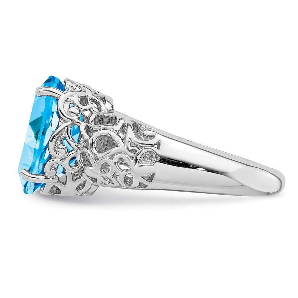 Sterling Silver Rhodium Blue Topaz Ring