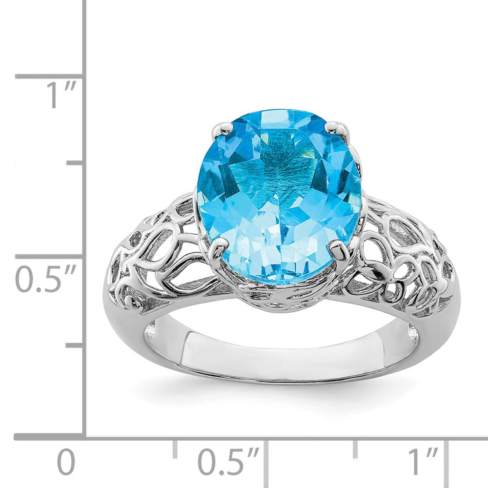 Sterling Silver Rhodium Blue Topaz Ring