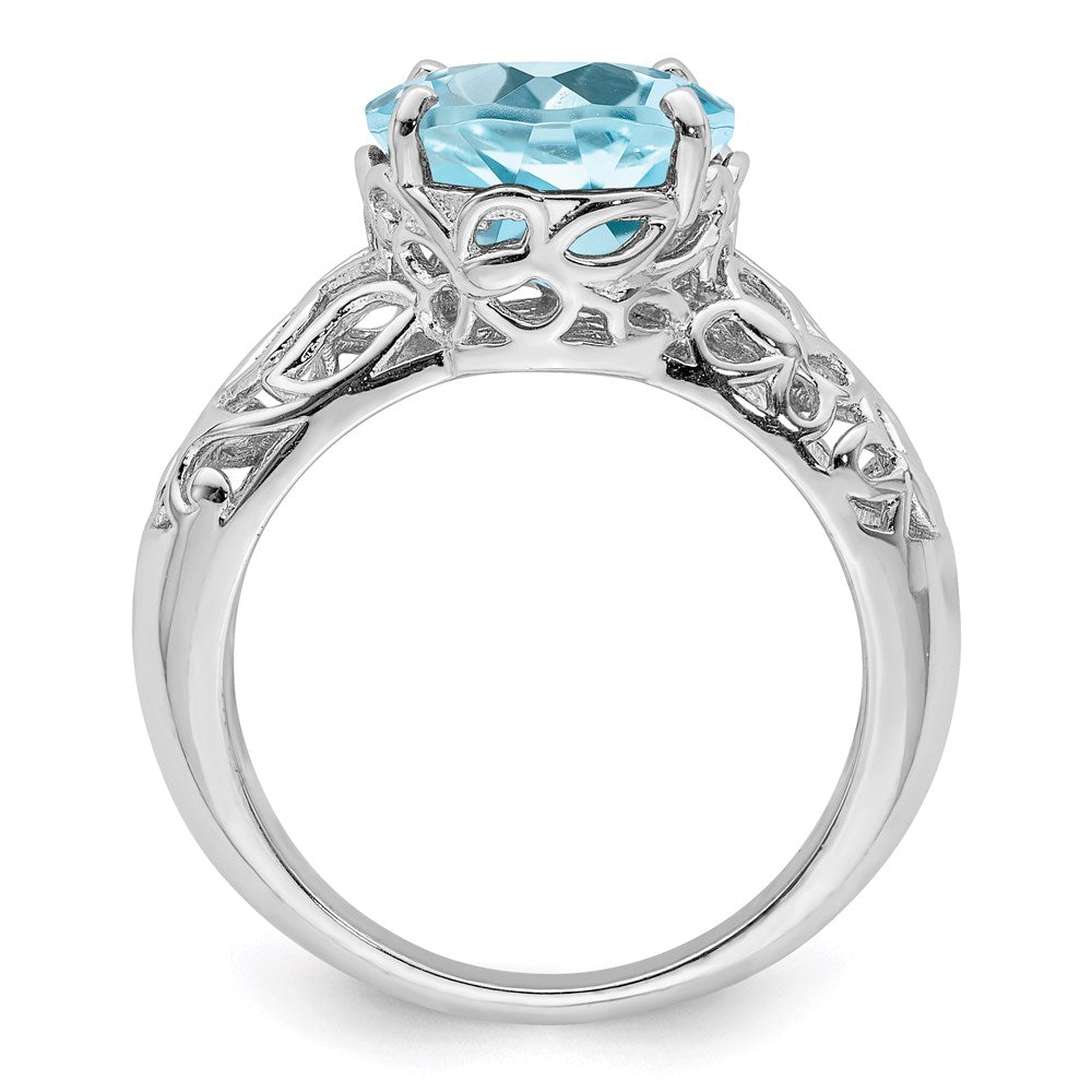 Sterling Silver Rhodium Sky Blue Topaz Ring