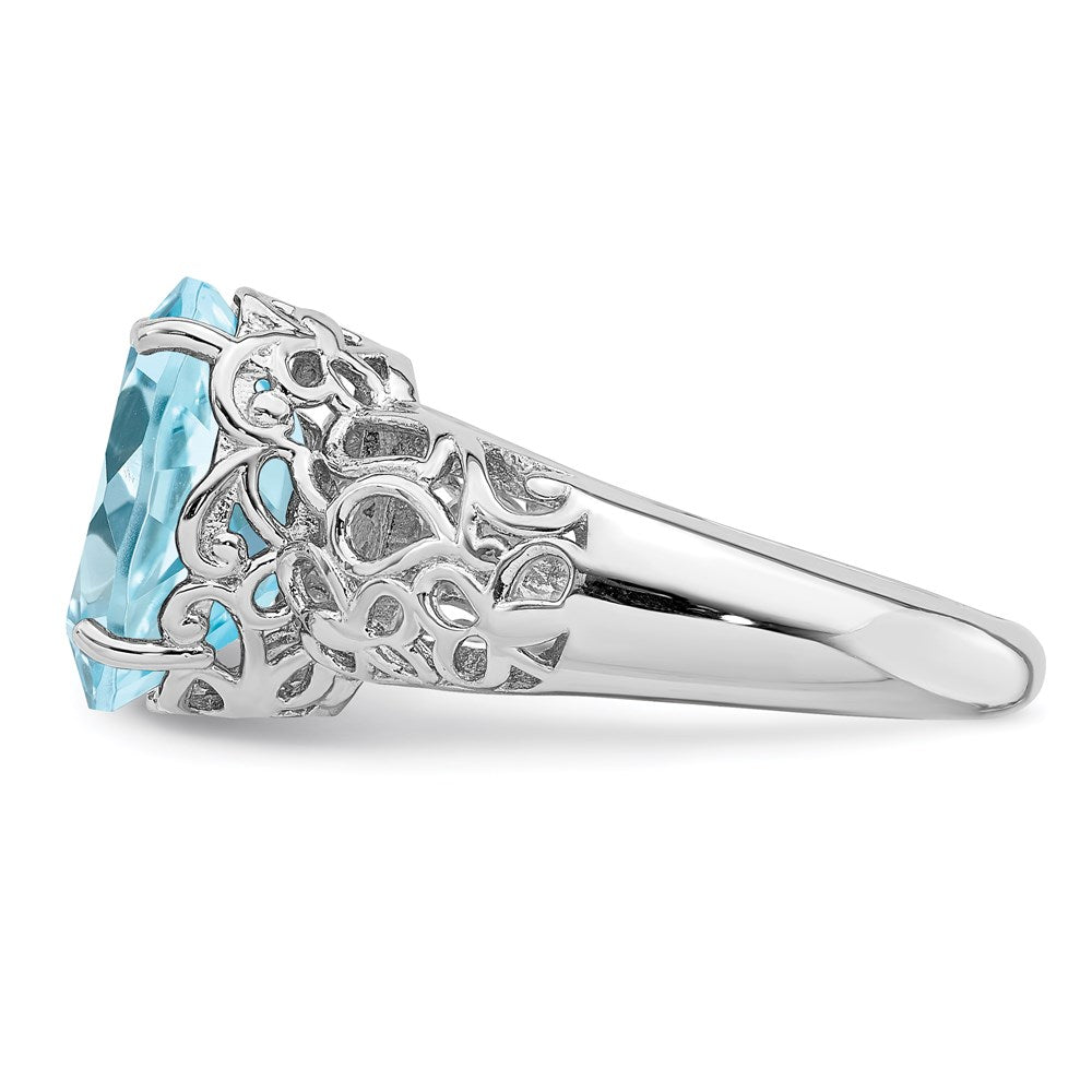 Sterling Silver Rhodium Sky Blue Topaz Ring