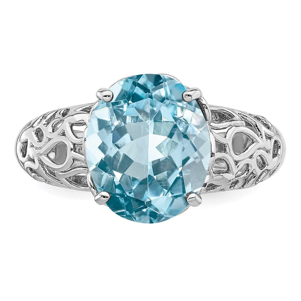 Sterling Silver Rhodium Sky Blue Topaz Ring