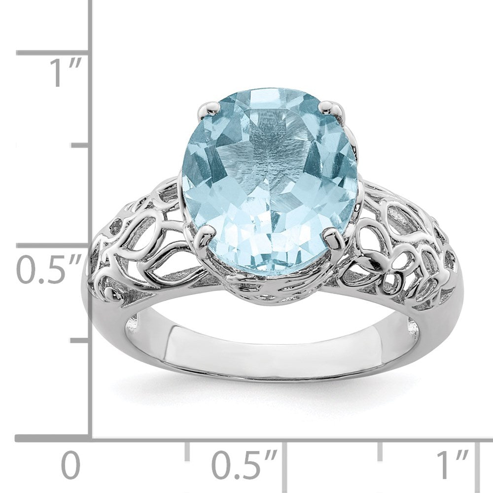 Sterling Silver Rhodium Sky Blue Topaz Ring