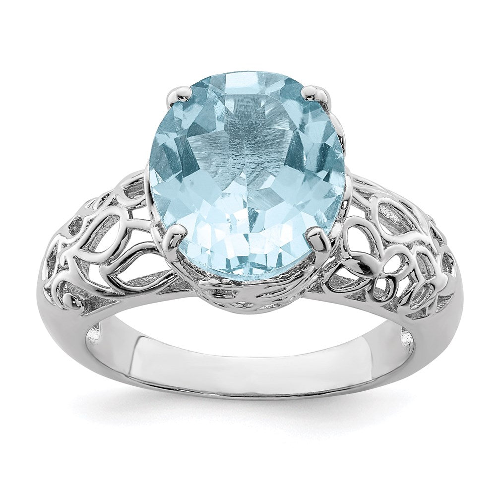 Sterling Silver Rhodium Sky Blue Topaz Ring