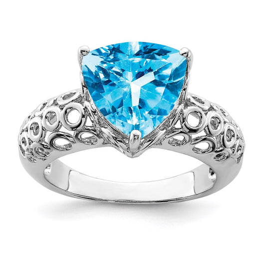 Sterling Silver Rhodium Blue Topaz Ring