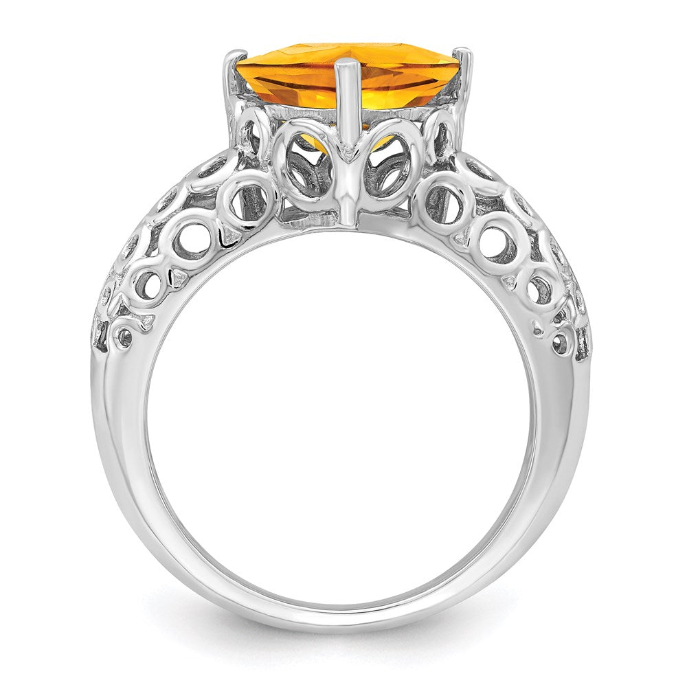 Sterling Silver Rhodium Citrine Ring