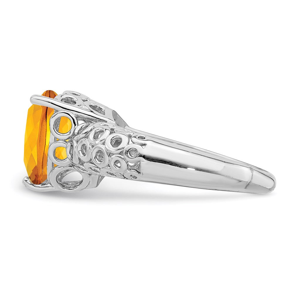 Sterling Silver Rhodium Citrine Ring