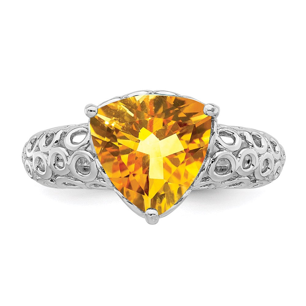 Sterling Silver Rhodium Citrine Ring