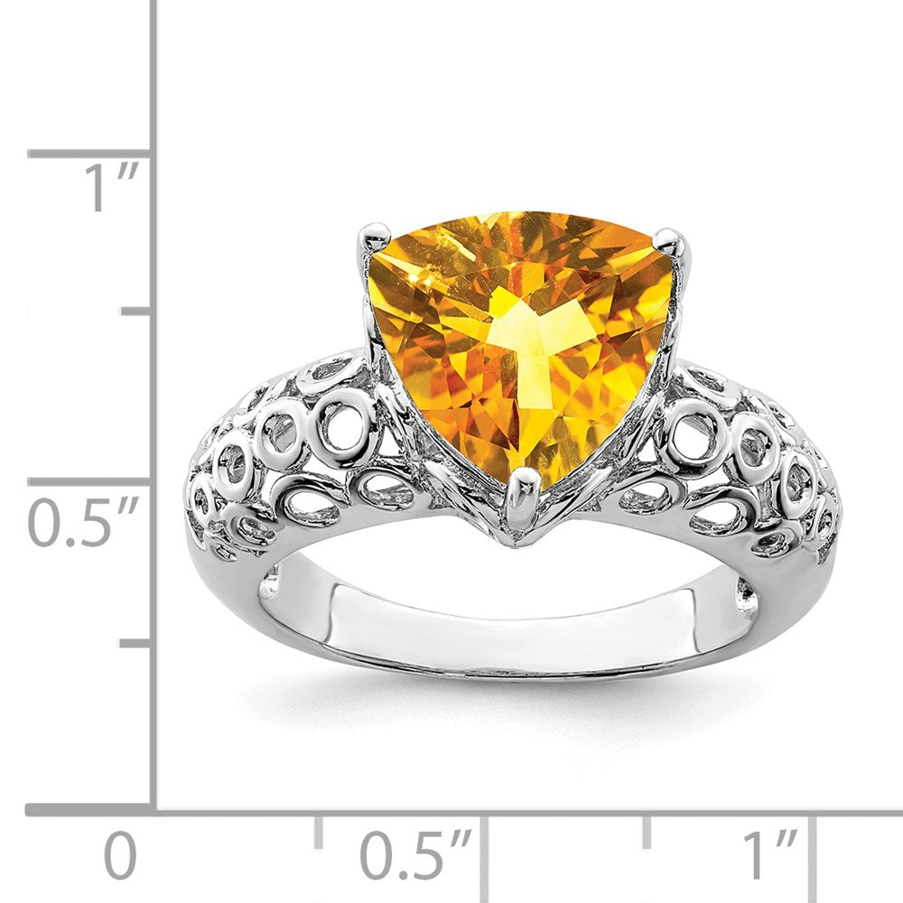 Sterling Silver Rhodium Citrine Ring