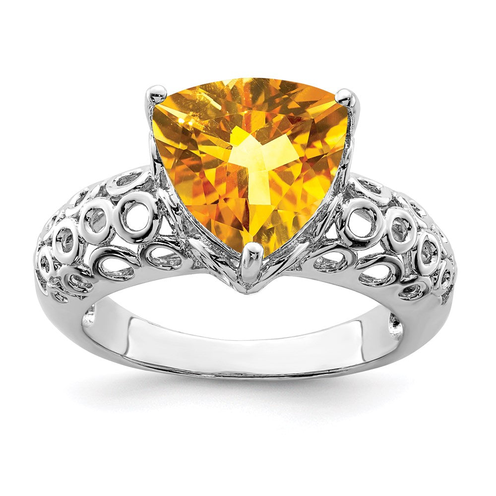 Sterling Silver Rhodium Citrine Ring