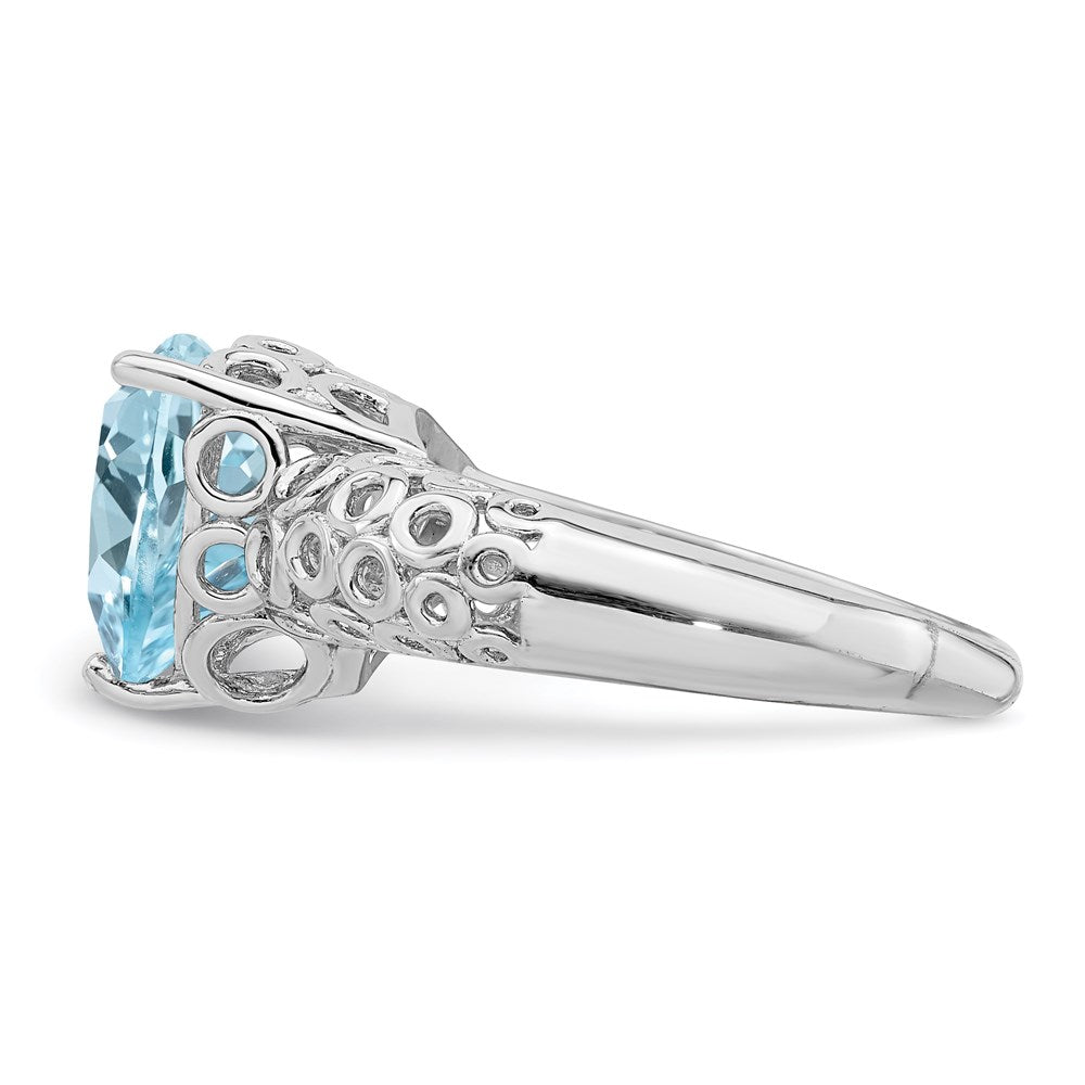 Sterling Silver Rhodium Sky Blue Topaz Ring