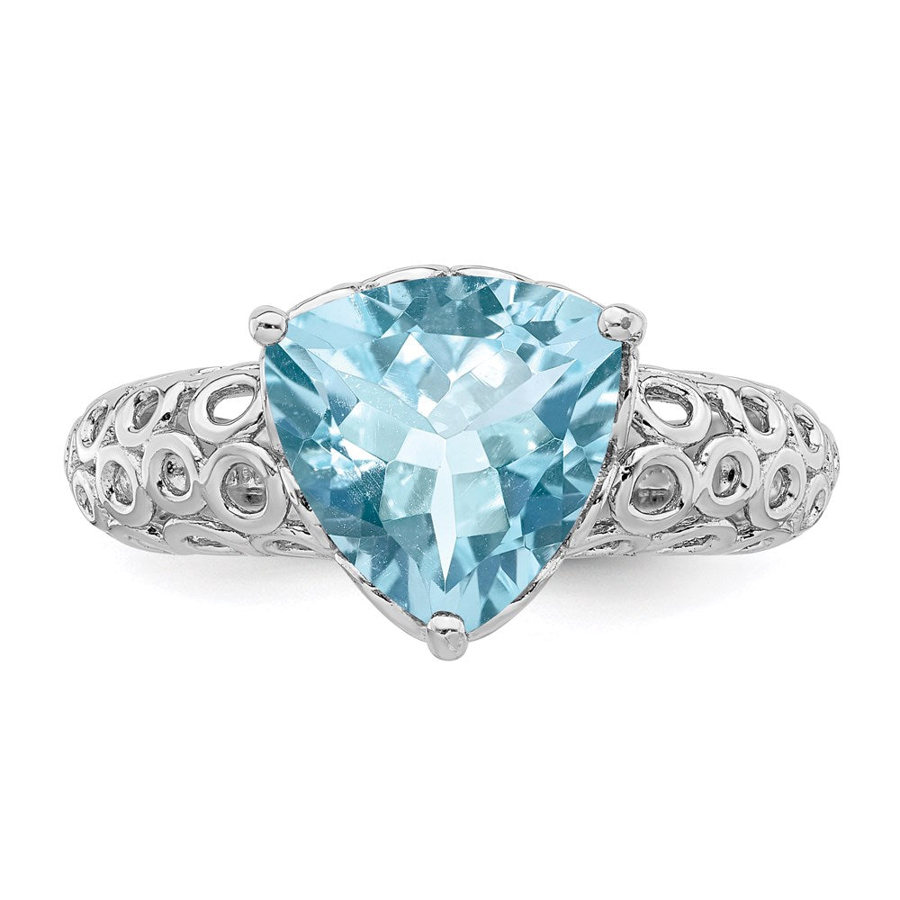 Sterling Silver Rhodium Sky Blue Topaz Ring