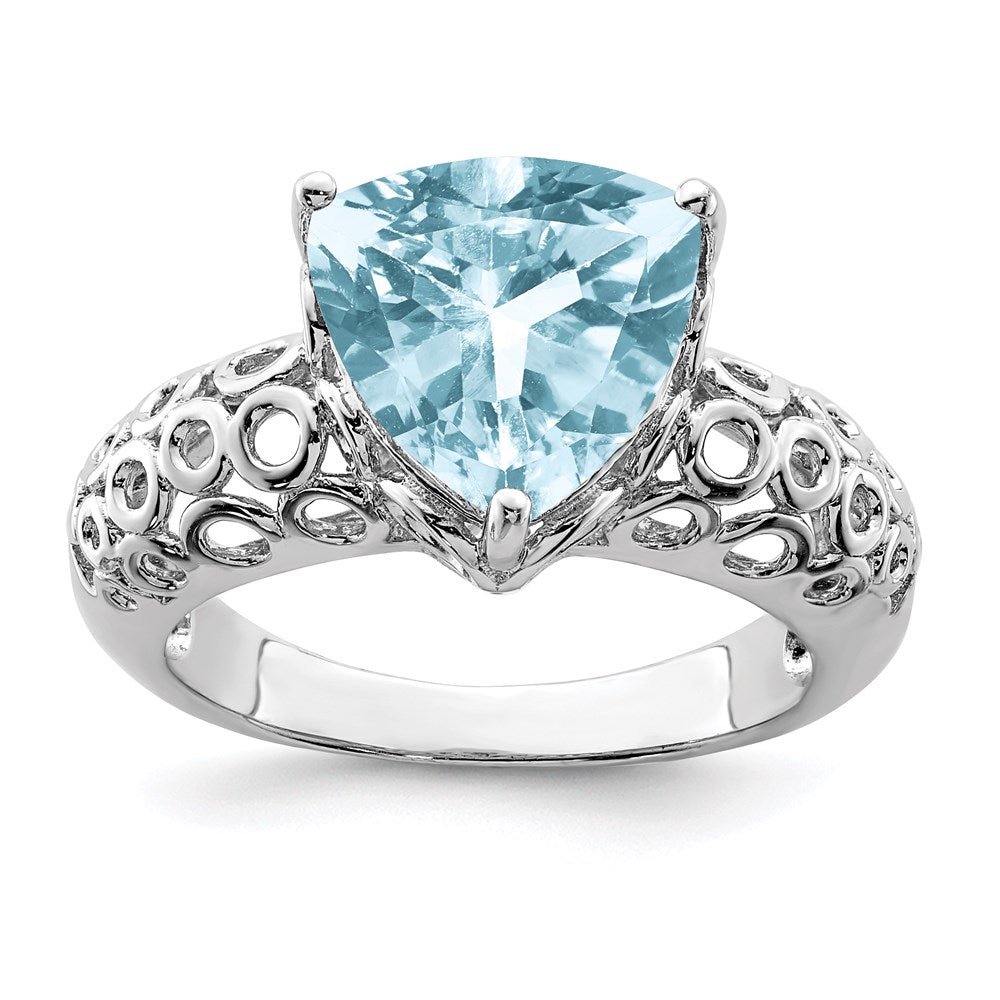 Sterling Silver Rhodium Sky Blue Topaz Ring