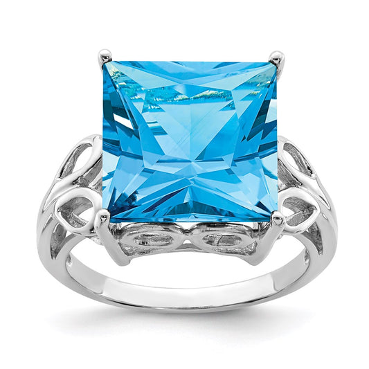 Sterling Silver Rhodium Blue Topaz Ring