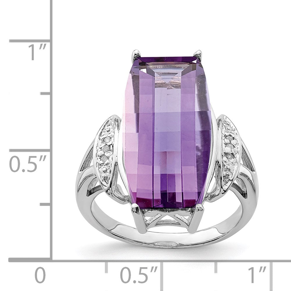 Sterling Silver Rhodium-plated Amethyst & Diamond Ring