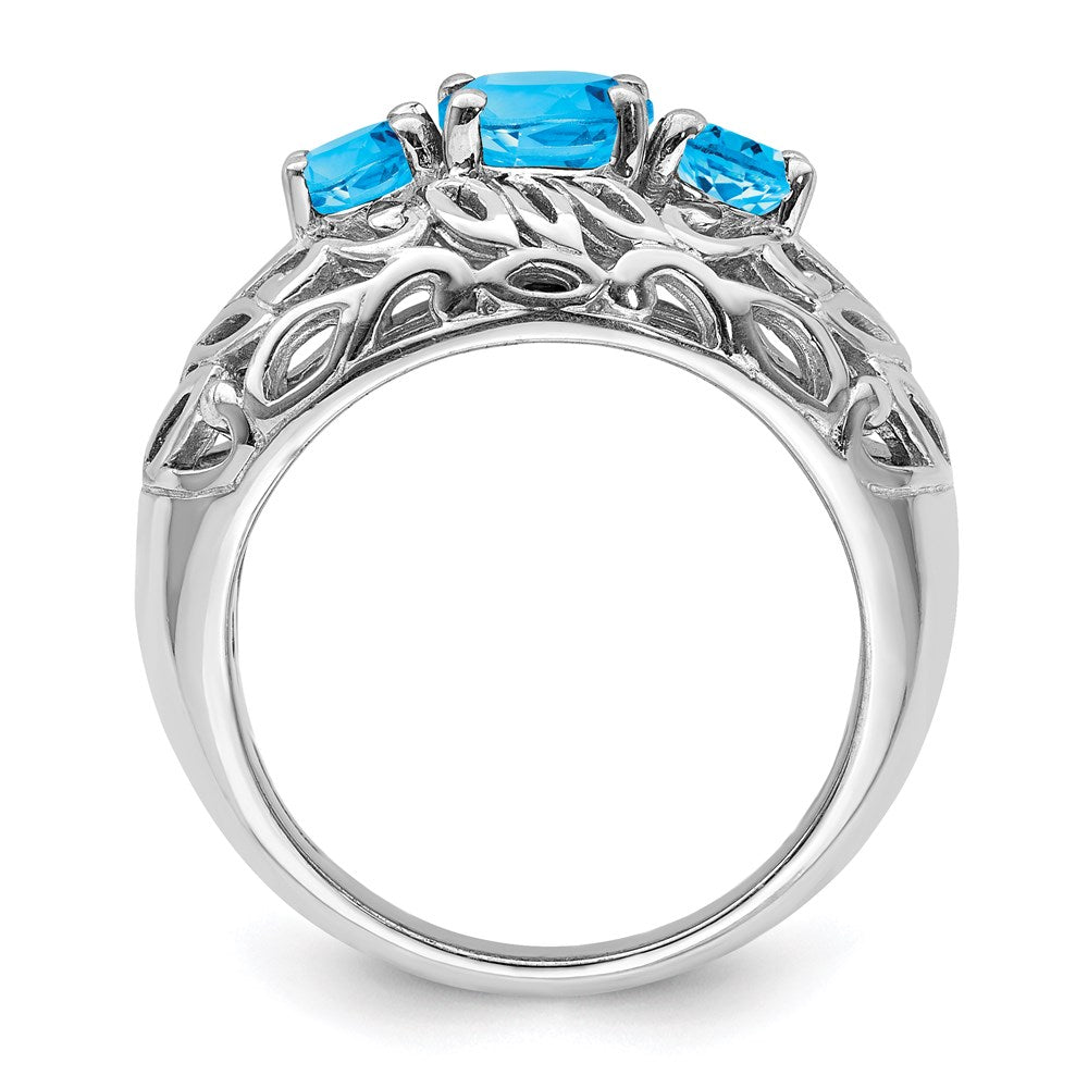 Sterling Silver Rhodium Swiss Blue Topaz Ring