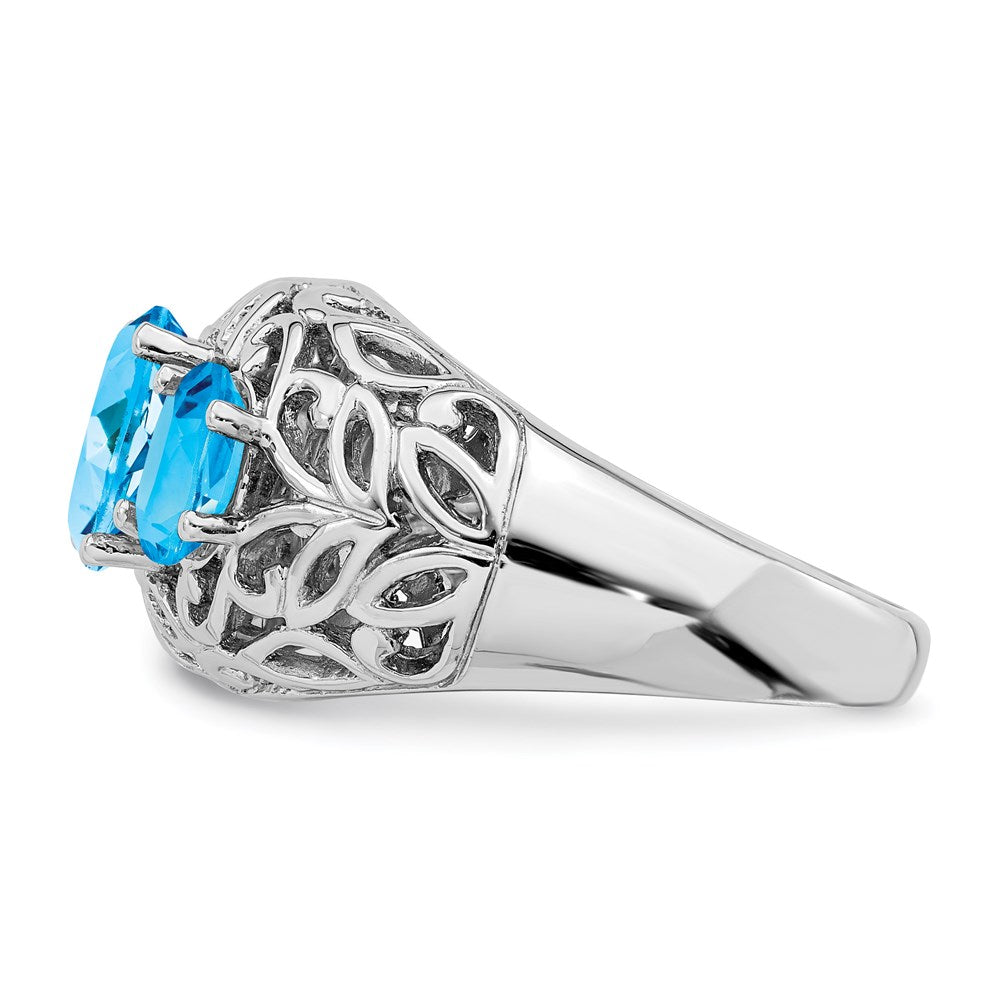 Sterling Silver Rhodium Swiss Blue Topaz Ring