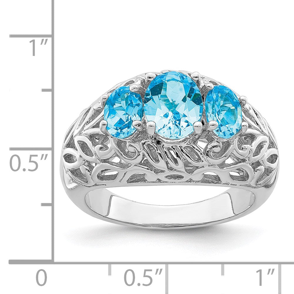 Sterling Silver Rhodium Swiss Blue Topaz Ring