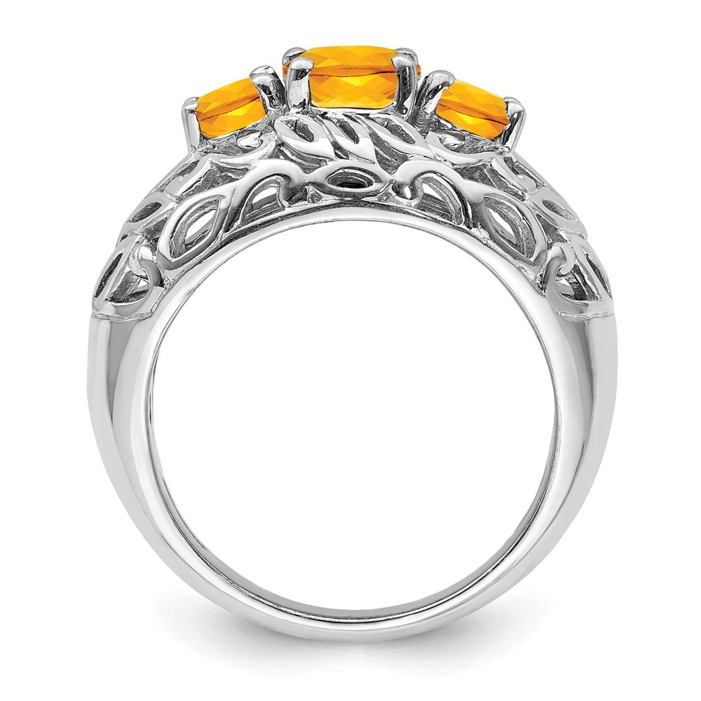 Sterling Silver Rhodium Citrine Ring