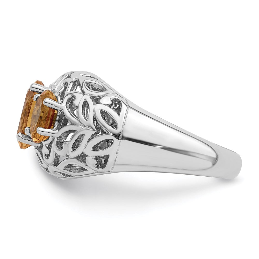 Sterling Silver Rhodium Citrine Ring