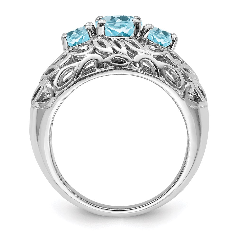 Sterling Silver Rhodium Sky Blue Topaz Ring