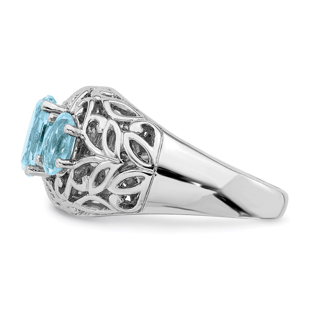 Sterling Silver Rhodium Sky Blue Topaz Ring