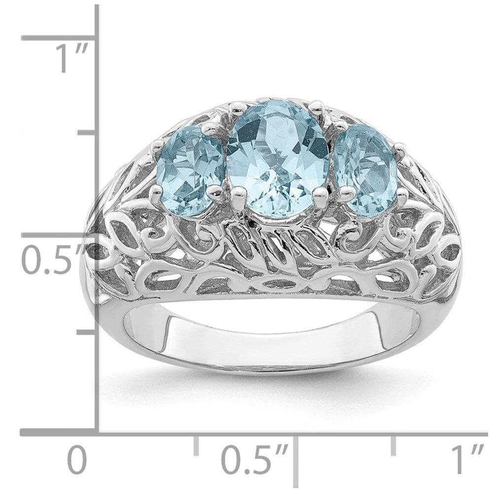 Sterling Silver Rhodium Sky Blue Topaz Ring