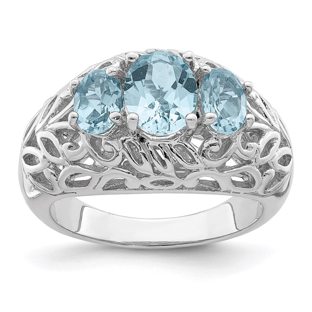 Sterling Silver Rhodium Sky Blue Topaz Ring