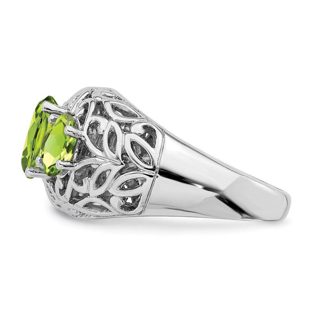 Sterling Silver Rhodium Peridot Ring