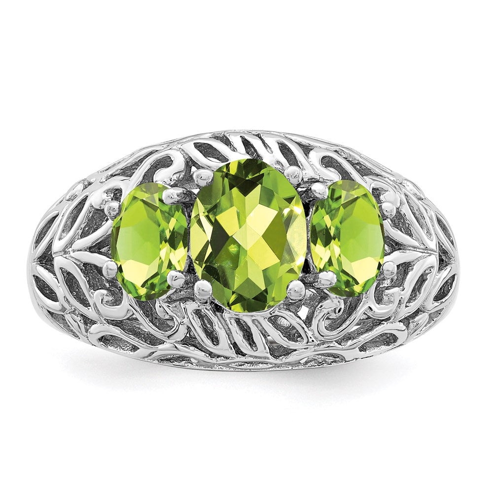 Sterling Silver Rhodium Peridot Ring