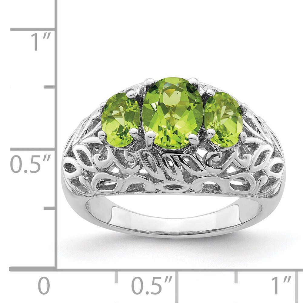 Sterling Silver Rhodium Peridot Ring