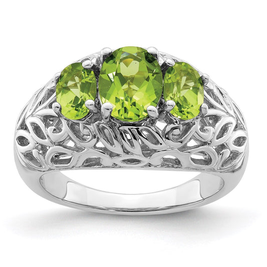 Sterling Silver Rhodium Peridot Ring