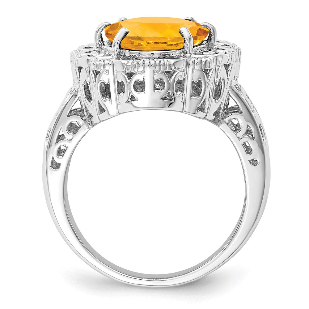 Sterling Silver Rhodium Citrine Ring