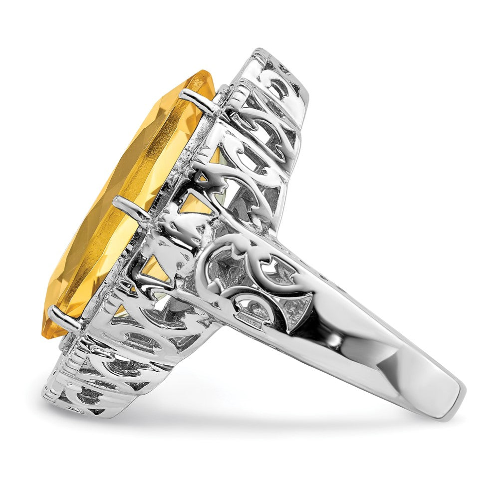 Sterling Silver Rhodium Citrine Ring