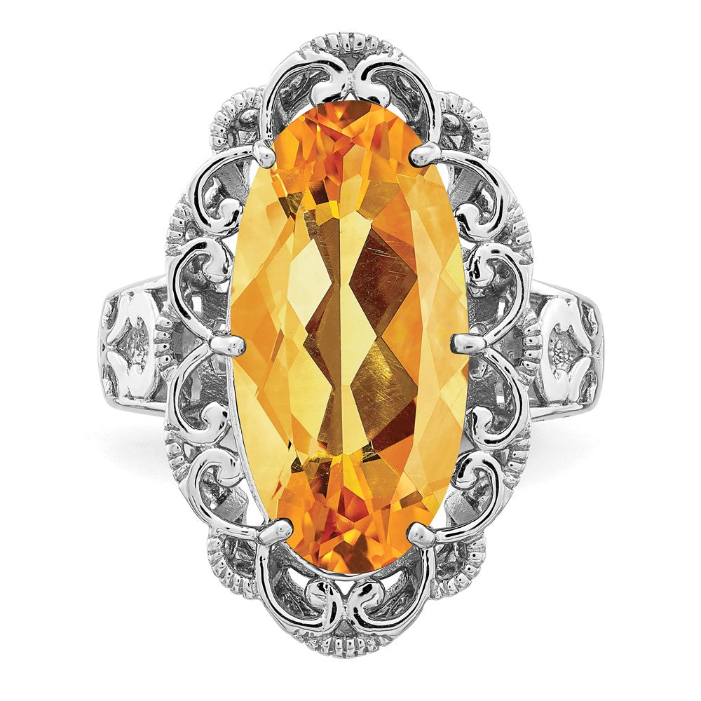 Sterling Silver Rhodium Citrine Ring