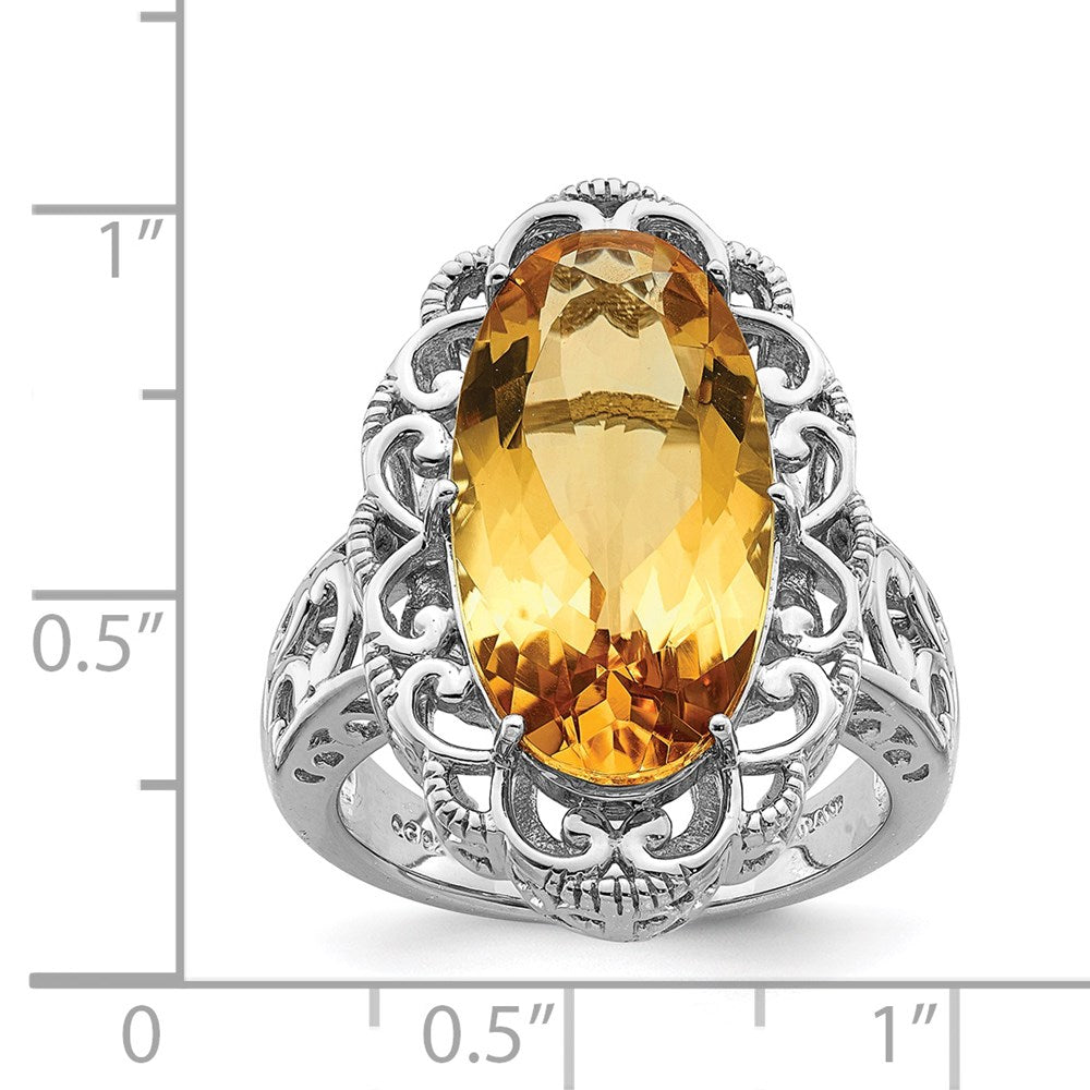 Sterling Silver Rhodium Citrine Ring