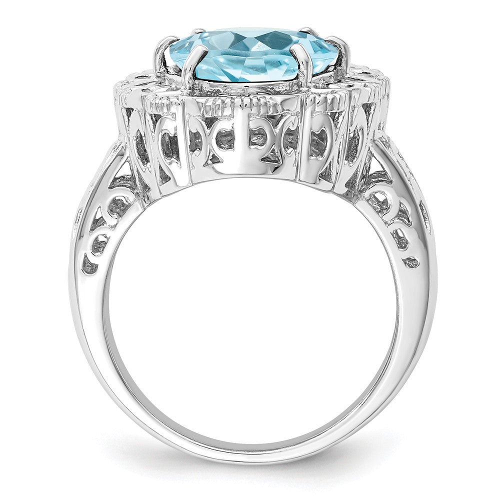 Sterling Silver Rhodium Sky Blue Topaz Ring