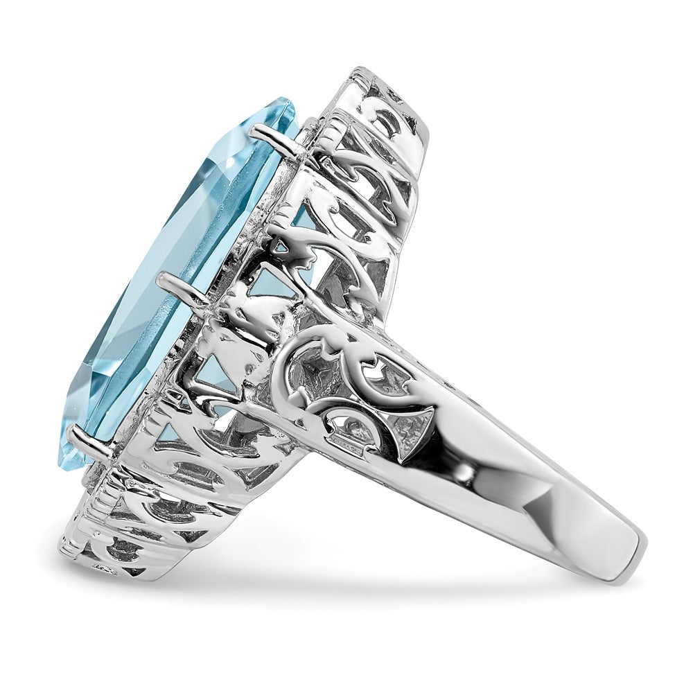 Sterling Silver Rhodium Sky Blue Topaz Ring