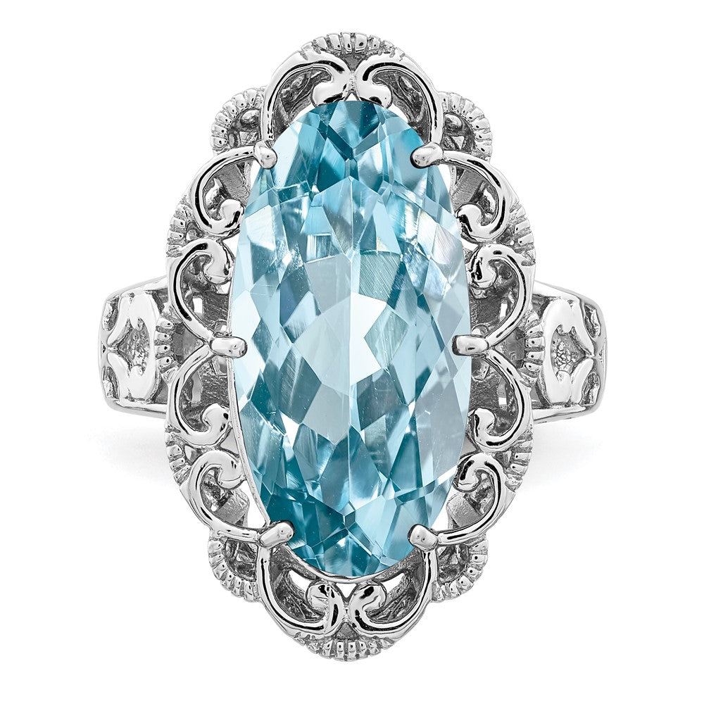 Sterling Silver Rhodium Sky Blue Topaz Ring