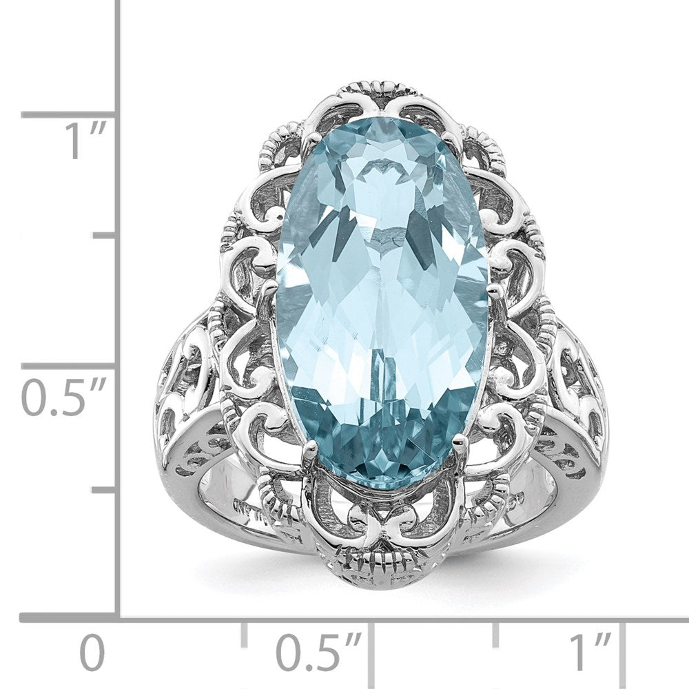 Sterling Silver Rhodium Sky Blue Topaz Ring