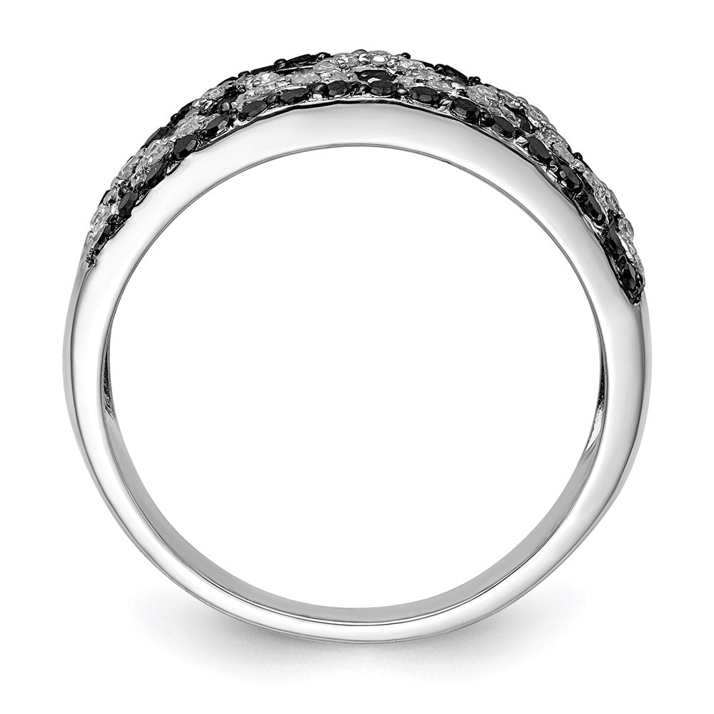 White Night Sterling Silver Rhodium-plated Black and White Diamond Ring