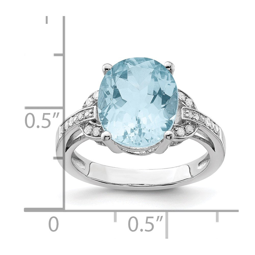 Sterling Silver Rhodium Sky Blue Topaz & Diamond Ring