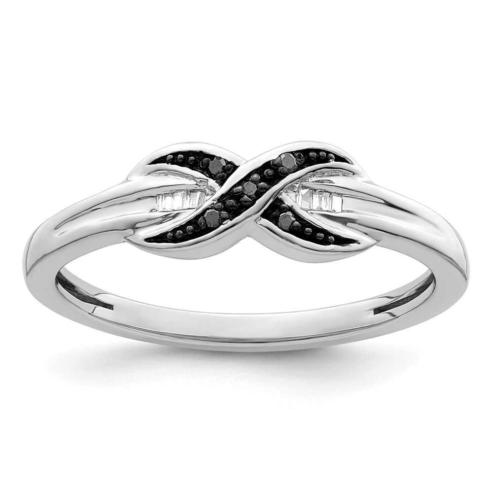 White Night Sterling Silver Rhodium-plated Black and White Diamond Ring