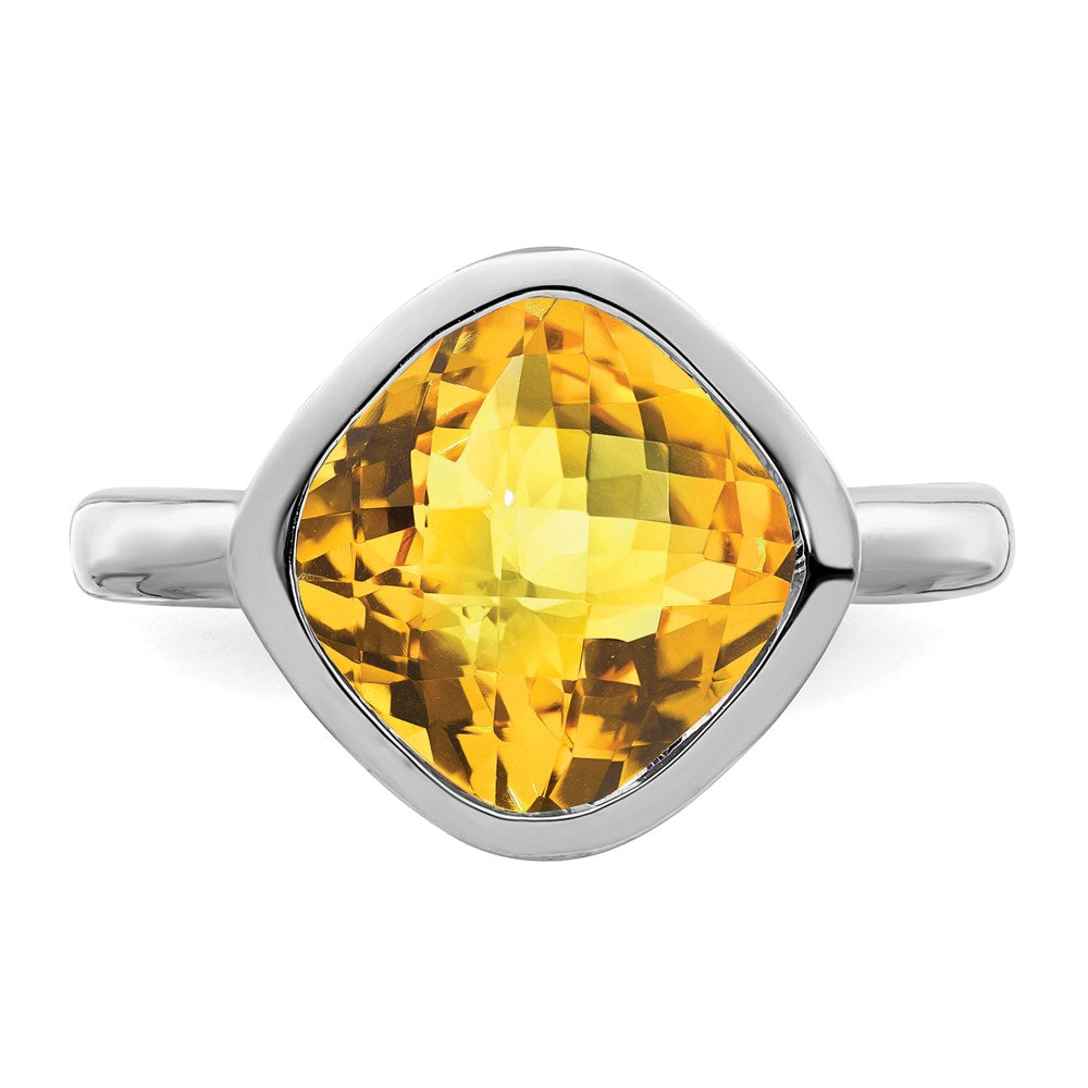 Sterling Silver Rhodium Citrine Ring