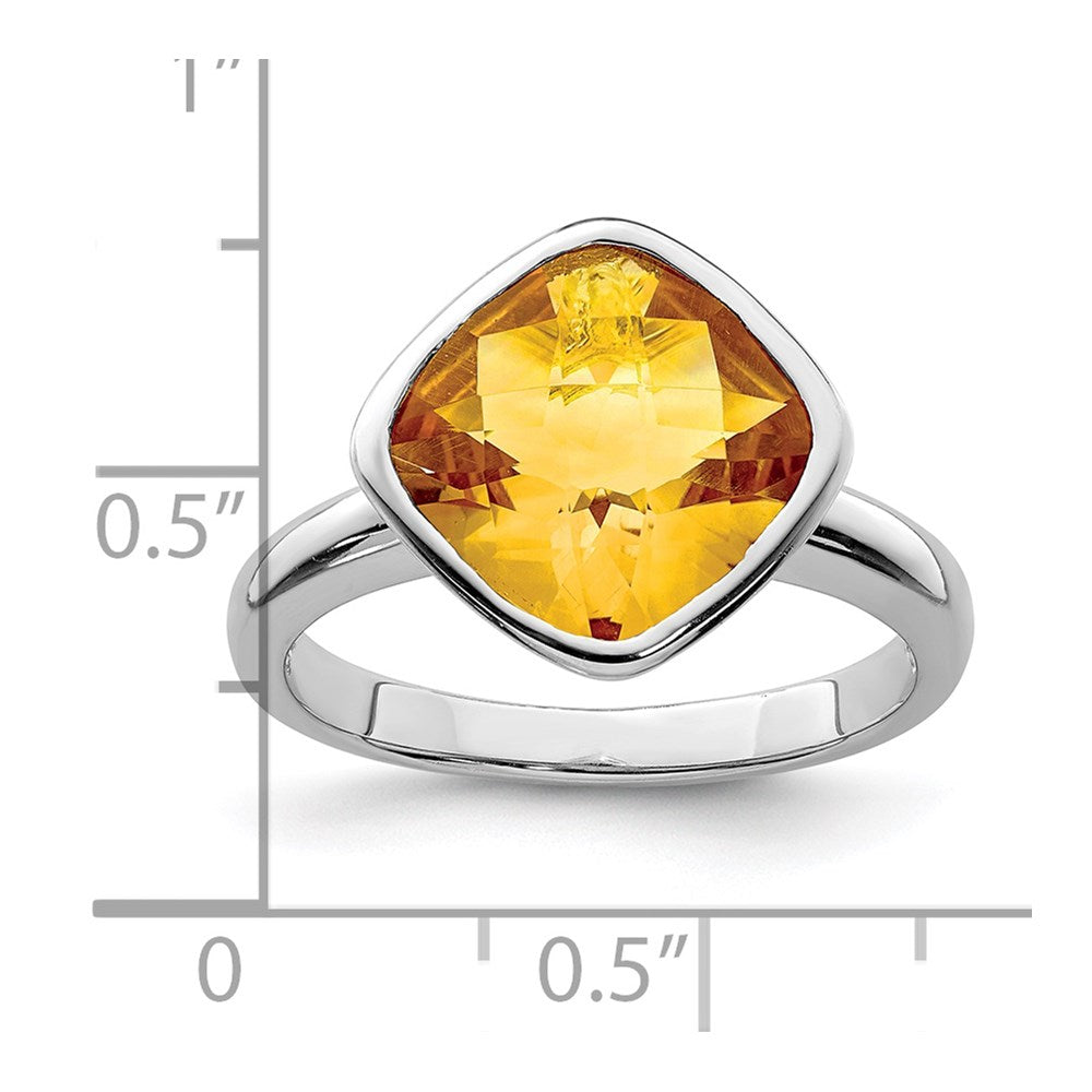 Sterling Silver Rhodium Citrine Ring