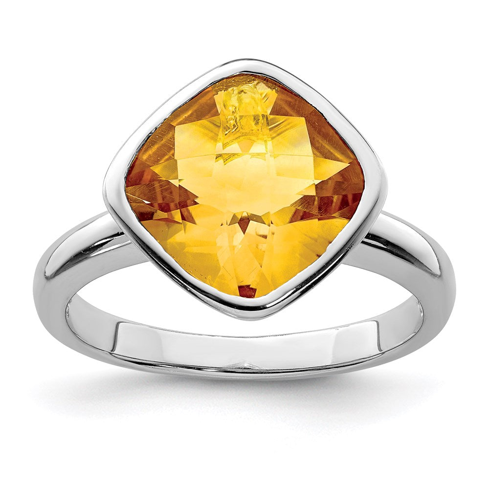 Sterling Silver Rhodium Citrine Ring