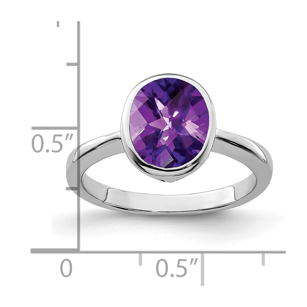 Sterling Silver Rhodium-plated Amethyst Ring