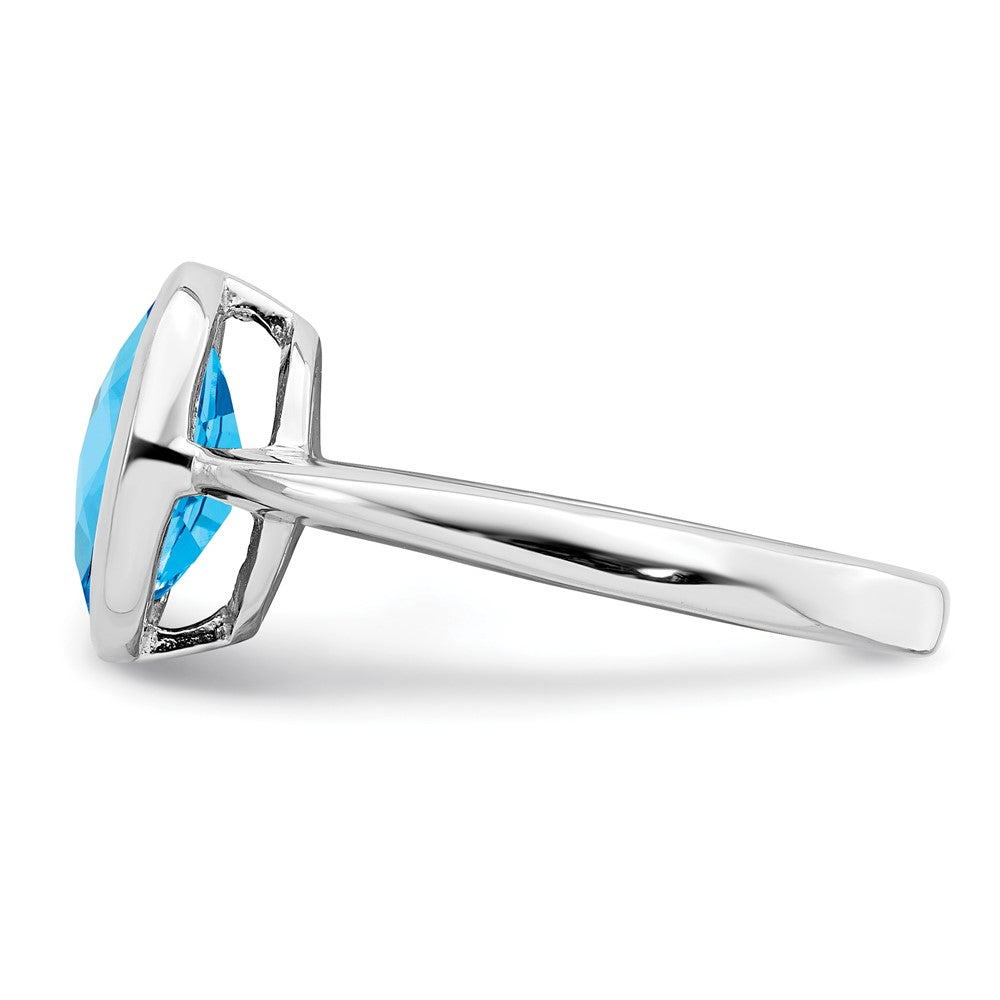 Sterling Silver Rhodium Blue Topaz Ring