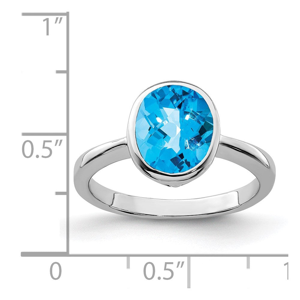 Sterling Silver Rhodium Blue Topaz Ring