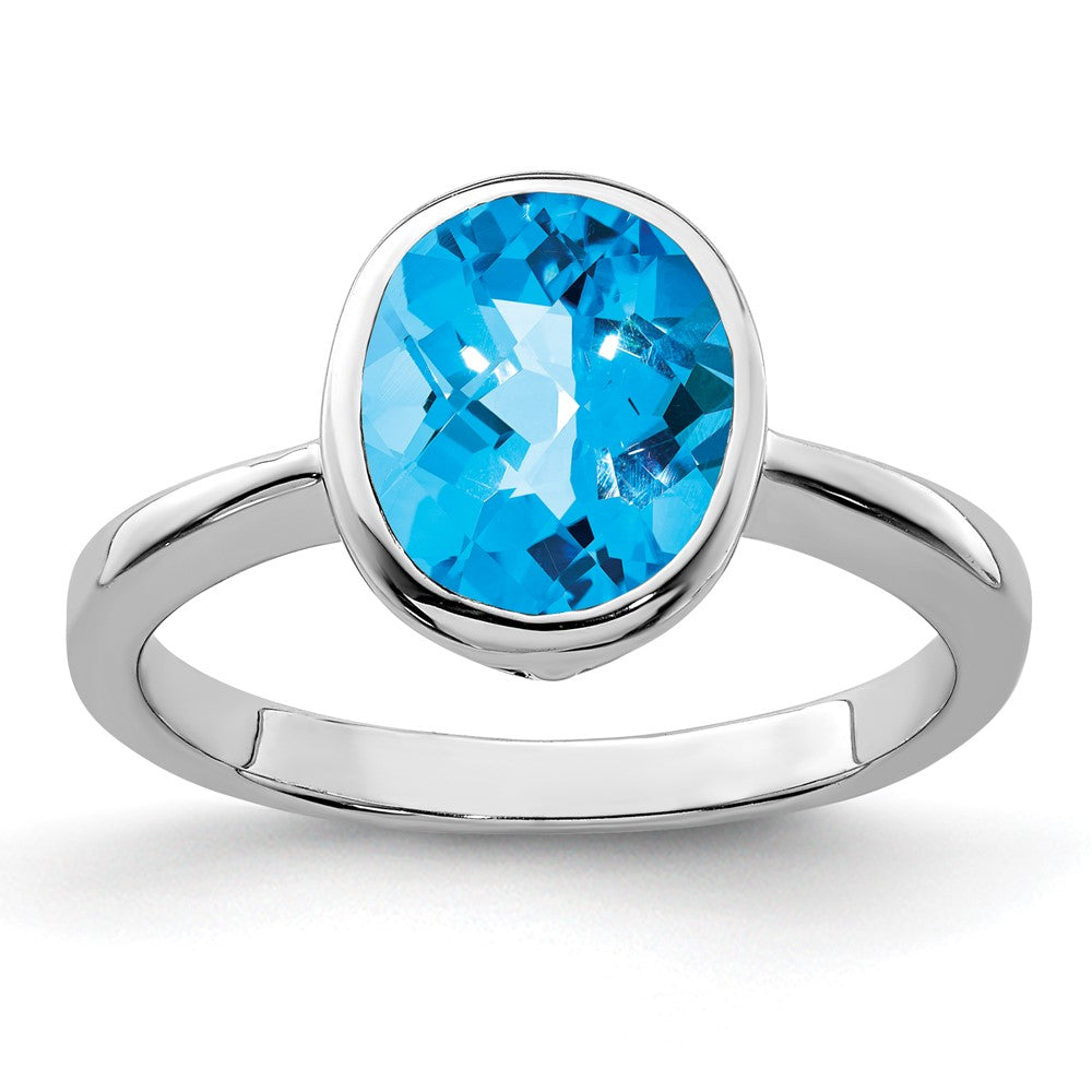 Sterling Silver Rhodium Blue Topaz Ring