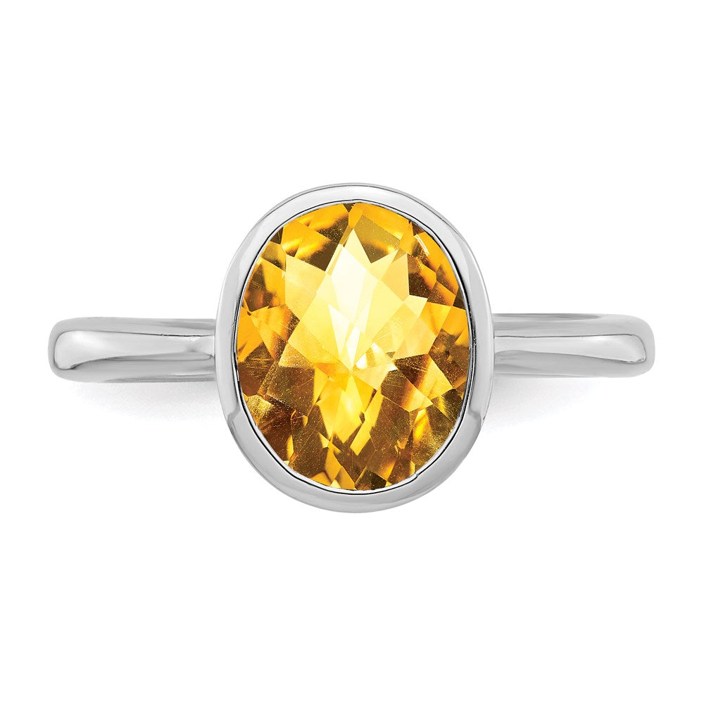 Sterling Silver Rhodium Citrine Ring